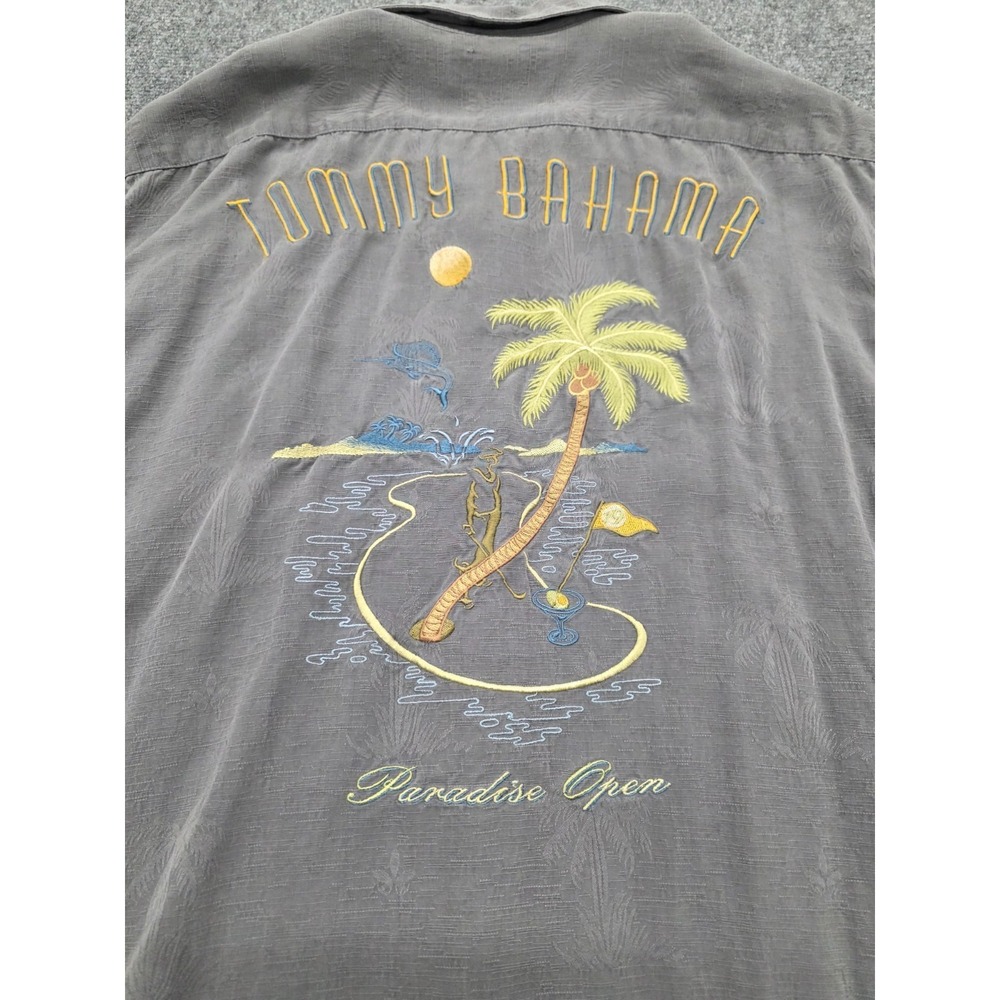 Tommy Bahama Mens M Paradise Open Golf Embroidered Tropical Hawaiian Camp Shirt